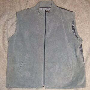 Grey Size M Liz Claiborne Leather Zip Up Vest 2 Pockets